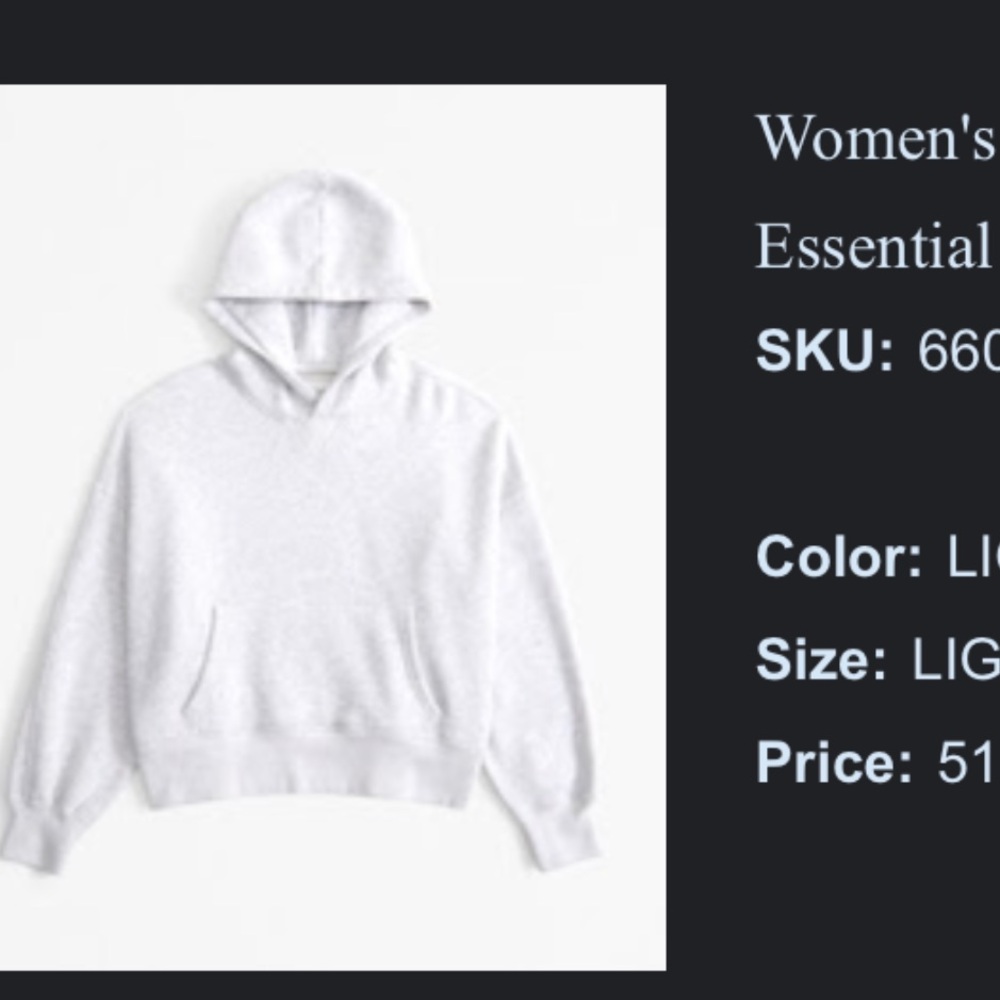 Abercrombie & Fitch Essential Hoodie Light grey size small